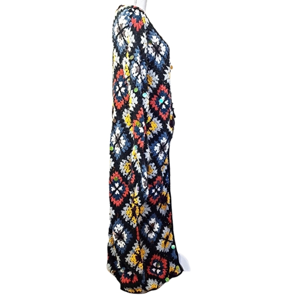 🔥NWOT! UNICORN! RARE! Granny Squares Party Cardi Duster Full Length Cardigan! - Picture 11 of 16